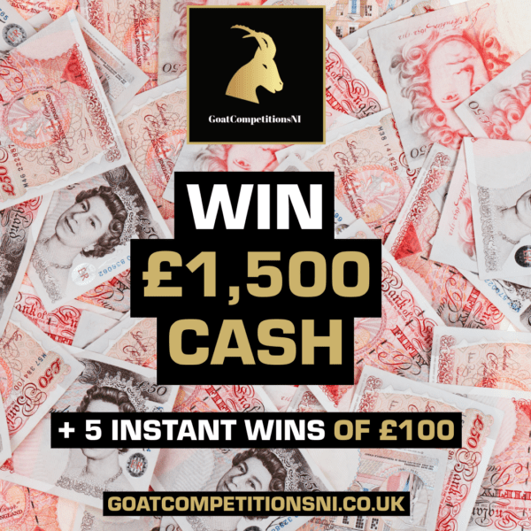 WIN £1500 + 5 INSTANT WINS OF £100